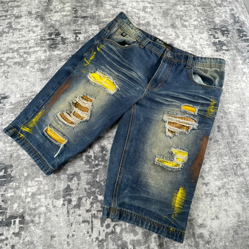 Switch Remarkable Mens 36 Jean Shorts Distressed Art Blue Urban Streetwear Jorts